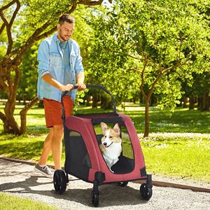 Passeggino Grande per Cani, Regolabile, Pieghevole, Impermeabile, con Cintura e Chiusura a Cerniera, per Viaggi all'Aperto, Compatibile con Auto - Product Image 1
