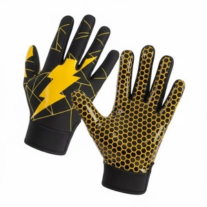Wholesale Custom <b>Leather</b> American Football Receiver Gloves Sticky High Grip Touch Screen UV Protection Windproof Adjustable - Product Image 4