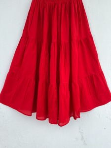 Elegant Red Tiered Maxi <b>Skirt</b> Women Ruffles High Waist Flowy Polyester <b>Chiffon</b> Bohemian A-Line Summer Vacation Beachwear <b>Skirt</b> - Product Image 4