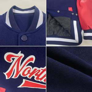 Chaqueta universitaria de béisbol para hombre, estilo Letterman, corta, con mangas de cuero y bordado, fabricante OEM, logotipo personalizado - Product Image 4
