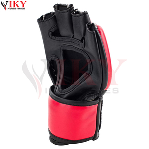 Nouvel Arrivage Prix de Gros OEM ODM Gants de MMA en Cuir Rouge et Noir à Paume Ouverte pour Grappling, Sparring et Entraînement de Combat - Product Image 3