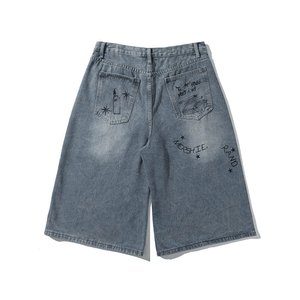 Nouvelle mode : shorts en jean personnalisés pour hommes – Shorts en jean délavé à l'acide – Coupe ample, style streetwear vintage |   Nouveautés en gros - Product Image 4