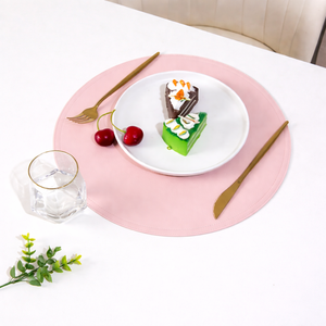 <b>Top</b> Selling Luxury Faux PU Leather Placemat Wipeable Handmade <b>Festive</b> Events Homes Modern Customized Rounded Coffee Dining Table - Product Image 1