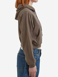 Custom Women <b>Cropped</b> <b>Zip</b> <b>Up</b> Hoodie Heavyweight Casual Fleece Hooded with Pockets OEM ODM Manufacturer - Product Image 3