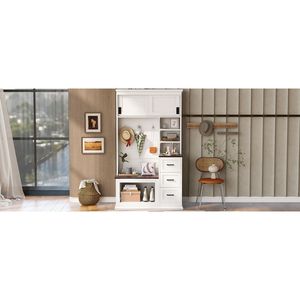 Moderno Banco de Almacenamiento para Recibidor de 40.2 Pulgadas de Ancho con 3 Estantes, 3 Cajones y 3 Ganchos Resistentes, Perchero U Can - Product Image 6