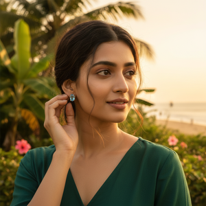 Elegantes Pendientes de Topacio Azul Ovalados de Diseño, Plata de Ley 925, Joyería con Piedras Preciosas para Mujeres y Niñas, para Usar en Bodas y Fiestas - Product Image 5