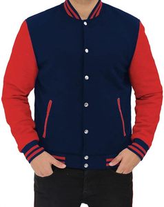 เสื้อแจ็คเก็ตวาร์ซิตี้แบบ Letterman สำหรับผู้ชาย แจ็คเก็ตบอมเบอร์แบบกำหนดเองสำหรับโรงเรียนและวิทยาลัย พร้อมผ้าคุณภาพพรีเมียมและขอบถักแบบริบ - Product Image 1