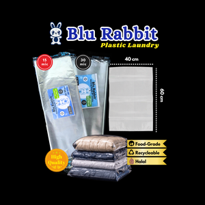 Bolsas de Plástico Transparentes de Polipropileno PP de 15 Micras, Marca Blu Rabbit, Medianas, 40 x 60 cm, Hechas en Indonesia, para Lavandería - Product Image 2