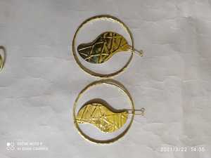 ต่างหูทรงวงกลมสีทองแดงแบบเรียบง่าย - Product Image 3