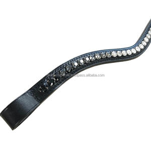 Bandeau de tête pour cheval en cuir de luxe de haute qualité avec cristaux ronds en argent et en noir, bandeau de tête méga brillant pour bride - Product Image 6
