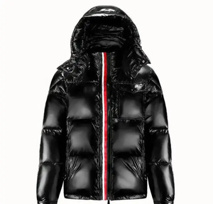 Men's Black Hooded Down Puffer Jacket Windproof Zipper Closure Casual Winter Coat Regular Fit Solid Color Nylon Shell - Product Image 3