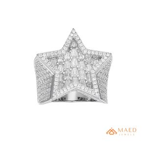 Moissanite <b>Ring</b> <b>Mens</b> Star Signet <b>Ring</b> Rose Gold Finish Baguette Stone Statement Jewelry Luxury Gift for Him Premium Style - Product Image 1