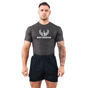 Men's Charcoal <b>Compression</b> Athletic T <b>Shirt</b> Moisture Premium Fitness Running Gym Performance Wear Top - Product Image 1