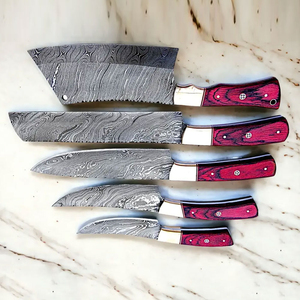 Kitchen Cutting Tools Hand Forged Pattern Steel Blades <b>Sharp</b> Edge Comfortable Damascus Steel Handmade Chef <b>Knife</b> <b>Set</b> Premium - Product Image 2