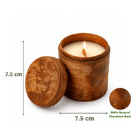 Bougie parfumée à la cannelle en cire de soja 100% du Vietnam, support en bois, restaurant, café, naturelle, faite à la main