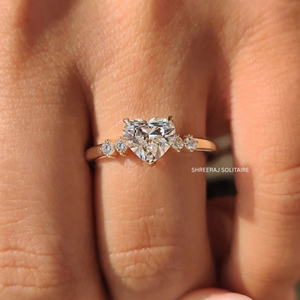 Heart Cut Lab Grown <b>Diamond</b> Engagement <b>Ring</b> 14K Solid Gold with Side accent <b>diamonds</b> IGI Certified <b>Diamond</b> <b>ring</b> for Women - Product Image 3