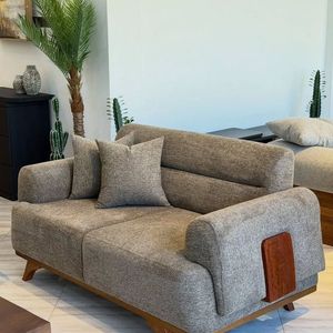 Sofá Moderno de Lujo en Madera de Teca, Sofá Minimalista Tapizado para Sala de Estar, Muebles para Hotel o Villa - Product Image 1