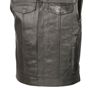 Gilet en cuir pour homme style motard western, veste sans manches pour moto, cuir véritable, patch personnalisé, OEM ODM, vente en gros - Product Image 6