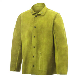 Veste de soudeur haute performance en cuir de vachette pleine fleur, haute visibilité, vêtement de travail d'hiver, caractéristiques de sécurité réfléchissantes ANSI/EN ISO - Product Image 6