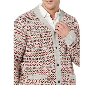 Nouveau cardigan en tricot respirant à séchage rapide pour homme, motif géométrique, laine de haute qualité, hiver, OEM/ODM, logo frontal personnalisable - Product Image 5