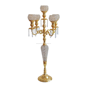Luxury <b>Crystal</b> <b>Balls</b> Wedding Centerpiece Table Decorative Tall Metal Gold Candelabra for Event Parties Anniversary Decoration - Product Image 5