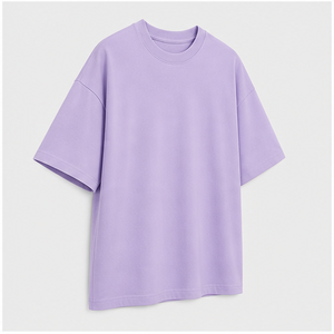 Camiseta de Manga Corta para Hombre, Cuello Redondo, Algodón Peinado, Color Lila Suave, Corte Holgado, Modelo MTS-OVR-0043 - Product Image 3