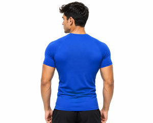 <b>Men</b> Blue <b>Compression</b> Gym T <b>Shirt</b> Quick Dry Fitness Workout Tee Moisture Wicking Athletic Training Running Sportswear Custom Logo - Product Image 4
