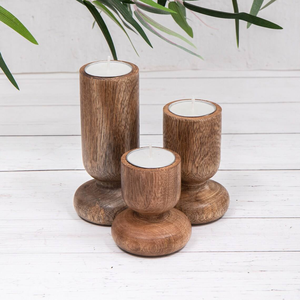 Support de bougie en bois de manguier pour centres de table, décoration, vente en gros, prix bas, supports de bougies faits à la main en bois d'acacia pour bougies chauffe-plat - Product Image 3