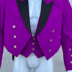 Veste et gilet Prince Charlie en velours violet faits à la main pour mariage écossais, Kilt écossais 2026 - Product Image 4