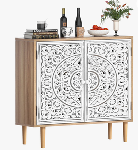 Meuble de cuisine moderne en bois massif, armoire de rangement haute avec tiroirs, étagères réglables, buffet autoportant, écologique et résistant à l'eau - Product Image 4