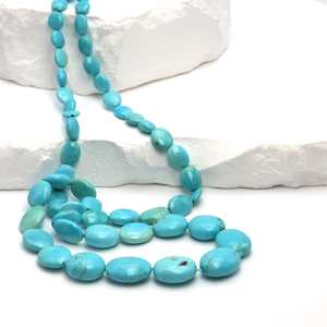 Cuentas Ovaladas Lisas de Turquesa Azul Claro, Hilo de Cuentas para Joyería, Suministros para Manualidades, Cuentas para DIY - Product Image 2