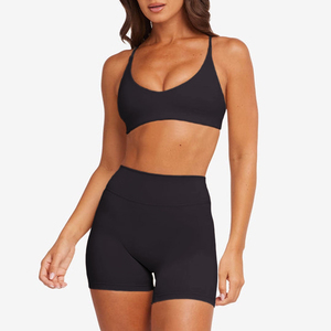 Conjunto de Yoga de 2 Piezas de Alta Calidad, Transpirable, de Secado Rápido, con Estampado Digital, Spandex/Nylon, Doble Capa, Cintura Alta Elástica, Top y Pantalones Cortos - Product Image 3