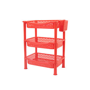 Medium 3-Tier Rectangular Plastic Stackable <b>Storage</b> <b>Shelf</b>-Durable Eco-Friendly Modern Design for Kitchen Living Room <b>Bathroom</b> - Product Image 3