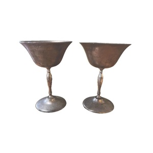 Vintage Handmade Metal Cocktail <b>Goblets</b> With Long Stem Bell Shape For Party Occasion Quantity 2 - Product Image 1
