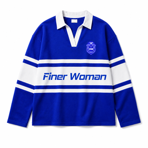เสื้อรักบี้ผู้หญิง Zeta Phi Beta แบบคอปกสีตัดต่อ ปักอักษรกรีก ชุดนักกีฬามหาวิทยาลัย ขายส่ง - Product Image 1
