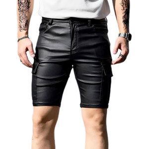 กางเกงขาสั้นหนังแท้ผู้ชายสั่งทำพิเศษ พร้อมกระเป๋าซิปคู่ด้านหน้า ทรงเข้ารูป แฟชั่นทันสมัยและสไตล์สตรีทแวร์ - Product Image 1