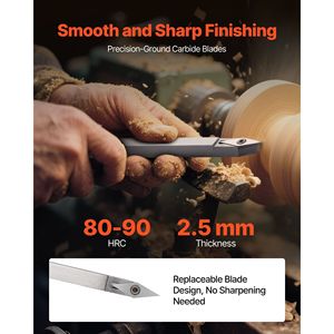 Set di 6 Utensili per Tornitura del Legno con Punta Diamantata Quadrata, per Sgrossatura e Finitura, Utensile per Dettagli e Foratura con Manico in Legno - Product Image 3