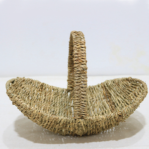 Nouveau panier de jardin en jonc de mer tressé à la main, design bateau, pour fleurs et rangement de pain, avec poignée - Product Image 1