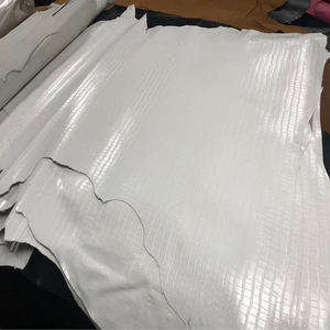 หนังแกะลายจระเข้เนื้อนุ่มบาง หนังแพะแท้ หนา 1.0 มม. สีขาว สำหรับเสื้อโค้ทยาว หนังสำเร็จรูป - Product Image 3