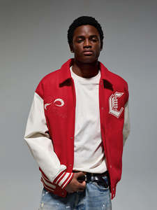 Blousons universitaires personnalisés pour hommes en mélange de laine, avec écussons brodés en chenille épaisse et appliques de baseball, style Letterman - Product Image 2