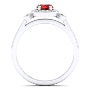 REYES New Design 14K White Gold GRA Certified Moissanite <b>Ring</b> For Women Round Cut 0.5Ct <b>Garnet</b> Gemstone Wedding Gift Jewelry - Product Image 4
