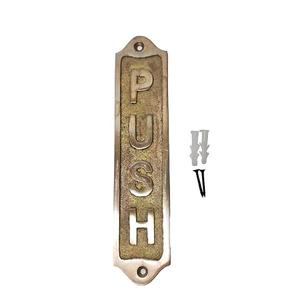 Placa de Señalización de Puerta de Latón Antiguo, Placa de Puerta de Empujar y Tirar Montada en la Pared, Letrero Grabado para Puerta de Entrada para Hogar, Oficina, Hotel - Product Image 1