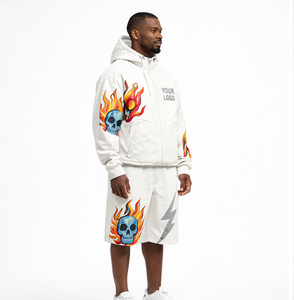 Customize Men Windbreaker Jacket and Shorts <b>Set</b> Lightweight Water Resistant Graphic Print Sportswear Manufacturer Tracksuits - Product Image 2