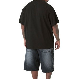 เสื้อยืดโอเวอร์ไซส์สีดำสั่งทำขายส่งสำหรับผู้ชาย ผ้าฝ้าย 100% หนัก 300 กรัม ทรงหลวมไหล่ตก สไตล์ลำลอง สำหรับงานพิมพ์ลาย - Product Image 5