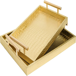 <b>Black</b> Crocodile Leather with Gold Polished Metal Handles - Product Image 5