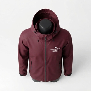 Custom Durable Waterproof Sporty Front Logo Men's <b>Hooded</b> Solid Color Zipper Closure Casual Winter <b>Rain</b> <b>Jacket</b> - Product Image 2