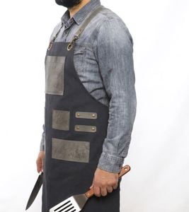 Tablier de travail en toile robuste gris avec poches - Product Image 2