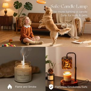 LANJO Vintage Leopard Electric Lamp 2 Bulbs Adjustable Height Dimmable Aromatherapy <b>Candle</b> Warmer-Mothers Day Gift for Women - Product Image 4