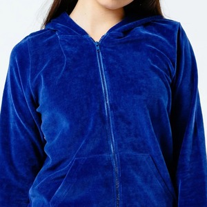 Conjunto Deportivo de Terciopelo Azul para Mujer, con Capucha, Cierre Completo con Cremallera, Bolsillos Laterales, Estilo Casual, Corte Regular para Invierno - Product Image 6
