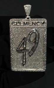 Pendentif de luxe pour homme en moissanite, plaque personnalisée avec lettre, numéro porte-bonheur, nom, initiale hip-hop glacée, en argent 925 certifié - Product Image 4